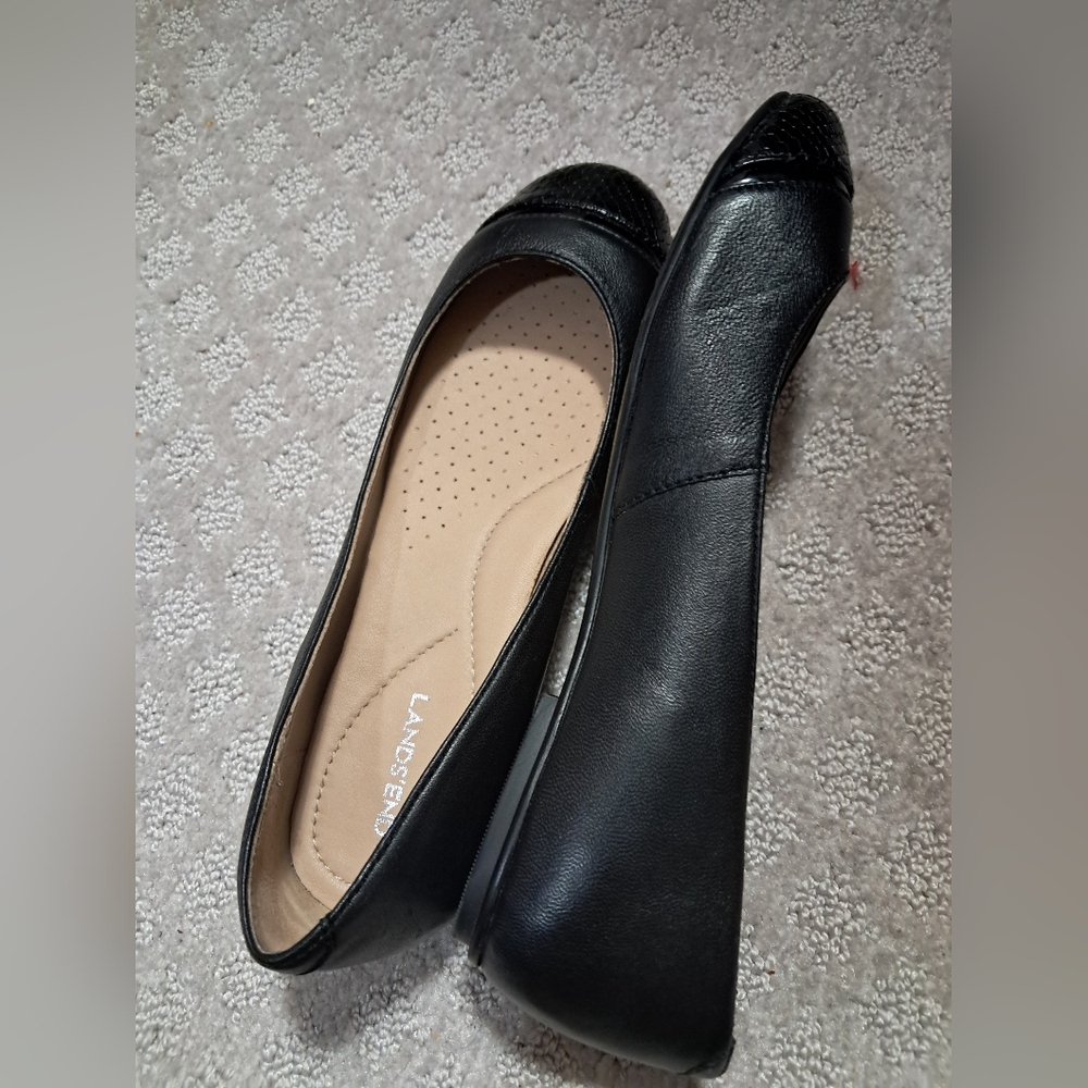 Lands' End Ballet Flats 7.5 with Textured Toe Black Shoes NEW Without TAG - Picture 6 of 9